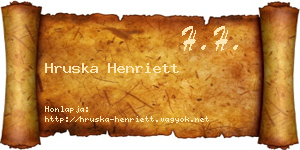 Hruska Henriett névjegykártya